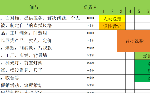 电商行业直播工作SOP表